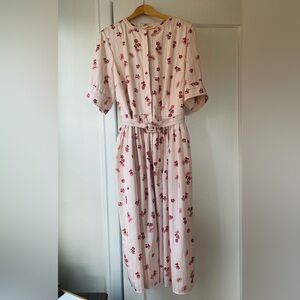 Pink and cream floral A-line dress